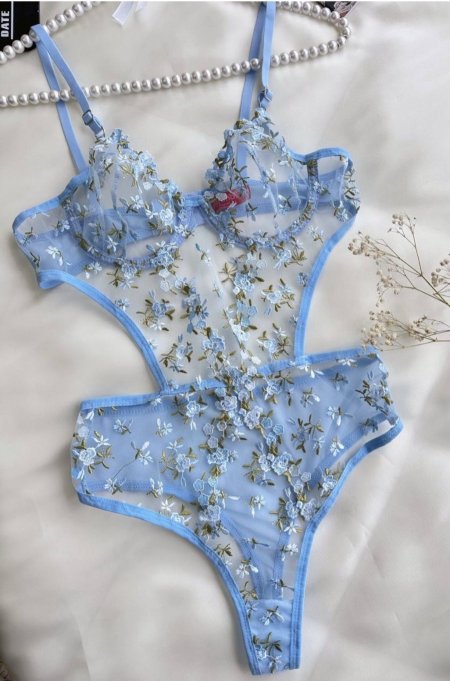 Bodysuit دانتيل ازرق مورد