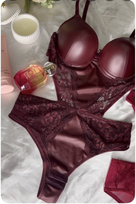 Bodysuit جلد خمري دانتيل بوش   🍒